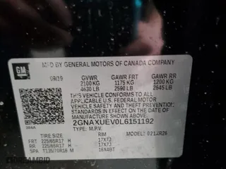 2020 Chevrolet Equinox LT with VIN 2GNAXUEV0L6151192, listed as a Copart auction lot 49773455 with 133,751 mi miles and Salvage Title. Bid and sale history available at carsss.com. Image 13.