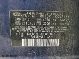 2013 Hyundai Elantra GT with VIN KMHD35LE3DU083091, listed as a Copart auction lot 68696474 with 135,376 mi miles and Salvage Title. Bid and sale history available at carsss.com. Image 13.