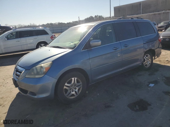2005 Honda Odyssey EX-L with VIN 5FNRL38715B062761, listed as a Copart auction lot 46582345 with 259,293 mi miles and Salvage Title. Bid and sale history available at carsss.com. Image 1.