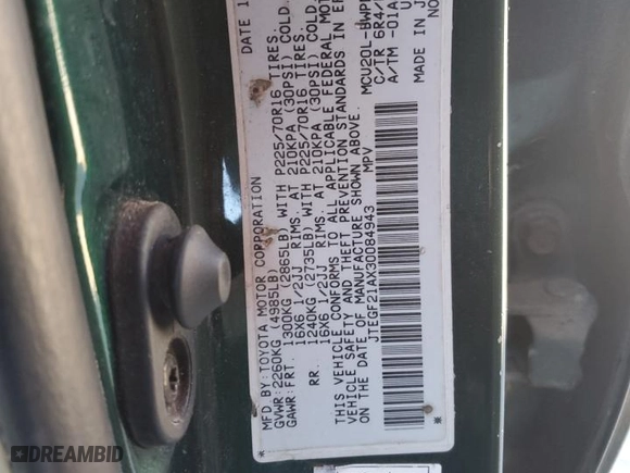 2003 Toyota Highlander with VIN JTEGF21AX30084943, listed as a Copart auction lot 47821775 with 176,843 mi miles and Salvage Title. Bid and sale history available at carsss.com. Image 14.