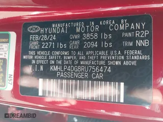 2024 Hyundai Elantra Limited with VIN KMHLP4DG8RU756474, listed as a IAAI auction lot 41964249 with 19,754 mi miles. Bid and sale history available at carsss.com. Image 9.
