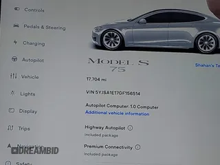 2016 Tesla Model S 70 with VIN 5YJSA1E17GF156514, listed as a IAAI auction lot 41869006 with 17,704 mi miles and . Bid and sale history available at DreamBid. Image 7.
