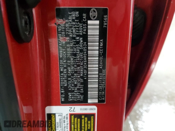 2010 Toyota Camry with VIN 4T4BF3EK6AR040534, listed as a Copart auction lot 51334035 with 157,852 mi miles and Salvage Title. Bid and sale history available at carsss.com. Image 12.
