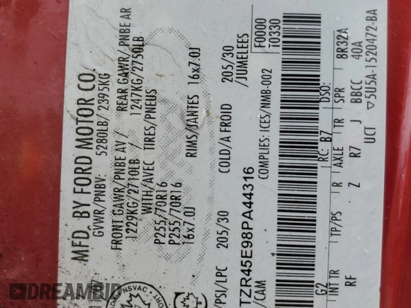 2008 Ford Ranger XLT z VIN 1FTZR45E98PA44316, wystawiony jako Copart lot #53697415 z przebiegiem Nie podano mil oraz Szkoda całkowita • Salvage title. Historia ofert i sprzedaży dostępna na DreamBid. Obrazek 13.