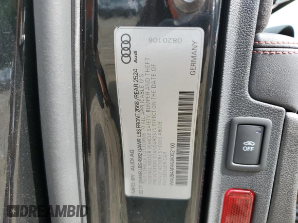 2018 Audi S4 Premium Plus with VIN WAUB4AF44JA002100, listed as a Copart auction lot 68661994 with 82,996 mi miles and Salvage Title. Bid and sale history available at carsss.com. Image 12.
