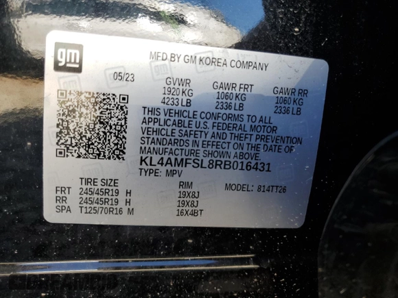2024 Buick Encore GX Avenir с VIN KL4AMFSL8RB016431, выставлен на аукционе Copart как лот 57861305 с пробегом 11 167 миль миль и Списание • Salvage title. История ставок и продаж доступна на DreamBid. Изображение 13.