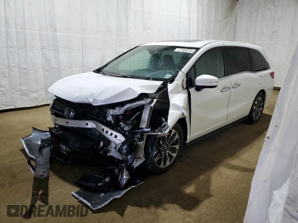2021 Honda Odyssey EX-L with VIN 5FNRL6H75MB036857, listed as a Copart auction lot 47466245 with Not Provided miles and Salvage Title. Bid and sale history available at DreamBid. Image 1.