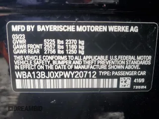 2023 BMW 5 Series 530i xDrive with VIN WBA13BJ0XPWY20712, listed as a Copart auction lot 86109994 with 9,489 mi miles and Salvage Title. Bid and sale history available at DreamBid. Image 12.