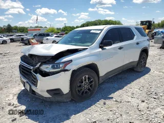 2018 Chevrolet Traverse LS with VIN 1GNERLKW0JJ230977, listed as a Copart auction lot 55724575 with 122,422 mi miles and Salvage title. Bid and sale history available at DreamBid. Image 1.