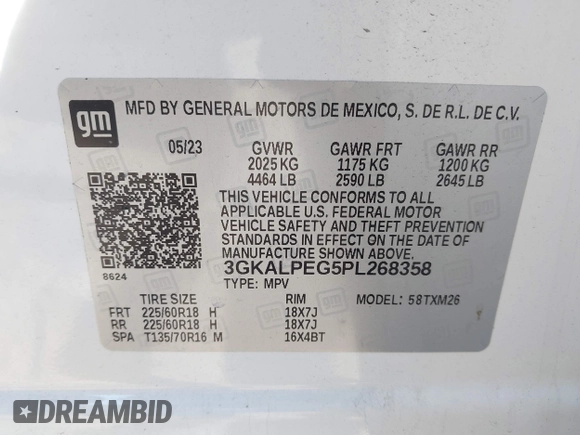 2023 GMC Terrain SLT z VIN 3GKALPEG5PL268358, wystawiony jako IAAI lot #41842764 z przebiegiem 23 989 mil mil oraz . Historia ofert i sprzedaży dostępna na DreamBid. Obrazek 9.