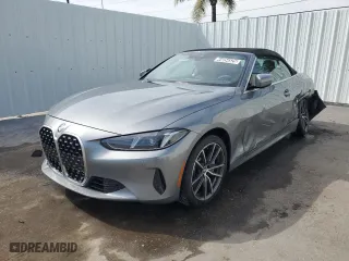 2025 BMW 4 Series 430i with VIN WBA33DB05SCT21944, listed as a Copart auction lot 44054525 with 7,473 mi miles and Clean Title. Bid and sale history available at carsss.com. Image 1.