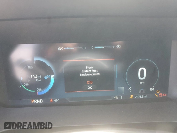 2023 Ford F-150 Lightning Pro with VIN 1FTVW1EV1PWG17333, listed as a Copart auction lot 57904025 with 21,173 mi miles and Salvage title. Bid and sale history available at DreamBid. Image 9.