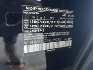 2024 Mercedes-Benz EQB 300 z VIN W1N9M0KB9RN089215, wystawiony jako Copart lot #56659835 z przebiegiem Nie podano mil oraz Szkoda całkowita • Salvage title. Historia ofert i sprzedaży dostępna na DreamBid. Obrazek 13.