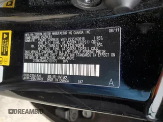 2011 Lexus RX 350 with VIN 2T2BK1BA4BC120175, listed as a Copart auction lot 46922485 with 115,578 mi miles and Salvage title. Bid and sale history available at DreamBid. Image 12.