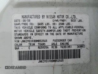 2009 Infiniti M with VIN JNKCY01F89M852545, listed as a Copart auction lot 52700455 with 142,835 mi miles and Clean Title. Bid and sale history available at carsss.com. Image 12.