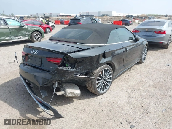 2020 Audi A5 Cabriolet Premium z VIN WAUWNGF50LN000334, wystawiony jako IAAI lot #41919556 z przebiegiem 56 494 mil mil oraz . Historia ofert i sprzedaży dostępna na DreamBid. Obrazek 4.