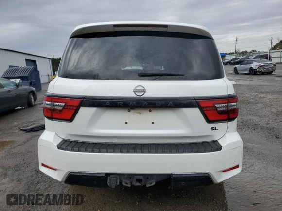2021 Nissan Armada SL with VIN JN8AY2BA7M9372665, listed as a Copart auction lot 47843675 with 128,533 mi miles and Salvage Title. Bid and sale history available at carsss.com. Image 6.