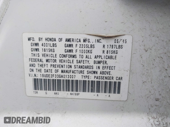 2016 Acura ILX z VIN 19UDE2F33GA013007, wystawiony jako IAAI lot #41902439 z przebiegiem 123 447 mil mil oraz . Historia ofert i sprzedaży dostępna na DreamBid. Obrazek 9.