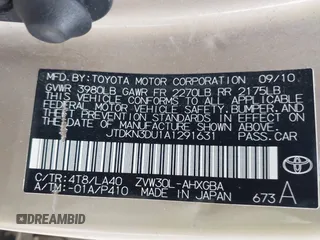 2010 Toyota Prius II with VIN JTDKN3DU1A1291631, listed as a IAAI auction lot 41465573 with 198,277 mi miles. Bid and sale history available at carsss.com. Image 9.