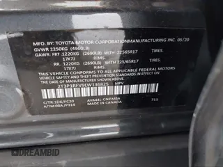 2020 Toyota RAV4 XLE with VIN 2T3P1RFV9LW136825, listed as a IAAI auction lot 41290003 with 40,056 mi miles and . Bid and sale history available at DreamBid. Image 9.