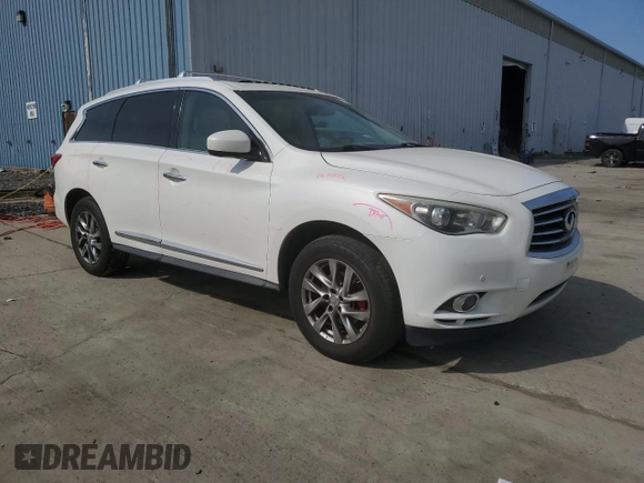 2013 Infiniti JX35 with VIN 5N1AL0MM5DC340267, listed as a Copart auction lot 54510315 with 93,829 mi miles and Salvage Title. Bid and sale history available at DreamBid. Image 4.