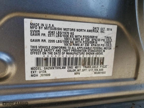 2015 Mitsubishi Outlander Sport SE with VIN 4A4AP4AU2FE013281, listed as a Copart auction lot 45862045 with 125,326 mi miles and Salvage Title. Bid and sale history available at carsss.com. Image 13.