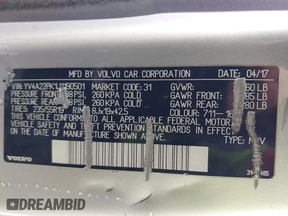 2018 Volvo XC90 Momentum с VIN YV4A22PK1J1190501, выставлен на аукционе IAAI как лот 41738167 с пробегом 146 933 миль миль и . История ставок и продаж доступна на DreamBid. Изображение 9.