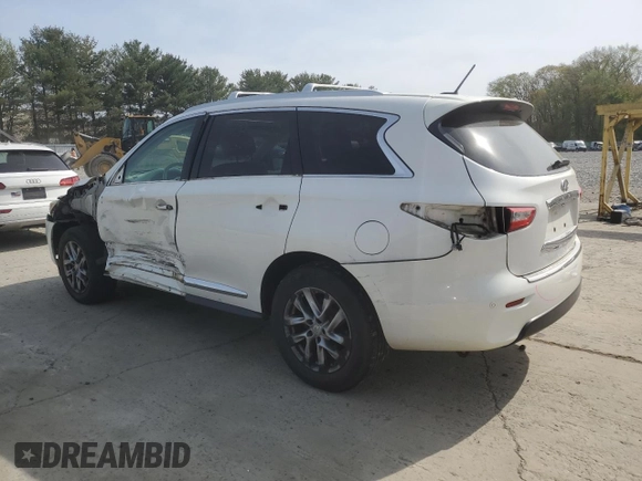 2013 Infiniti JX35 with VIN 5N1AL0MM5DC340267, listed as a Copart auction lot 54510315 with 93,829 mi miles and Salvage Title. Bid and sale history available at DreamBid. Image 2.