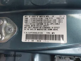 2014 Honda Crosstour EX-L с VIN 5J6TF2H5XEL001342, выставлен на аукционе IAAI как лот 41603425 с пробегом 157 347 миль миль и . История ставок и продаж доступна на DreamBid. Изображение 9.