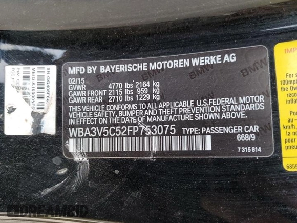2015 BMW 4 Series 428i with VIN WBA3V5C52FP753075, listed as a Copart auction lot 82816084 with 131,868 mi miles and Salvage title. Bid and sale history available at DreamBid. Image 14.