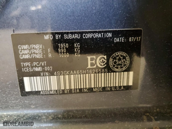 2017 Subaru Impreza with VIN 4S3GKAA65H1626585, listed as a Copart auction lot 41848614 with 132,160 mi miles and Salvage Title. Bid and sale history available at carsss.com. Image 13.