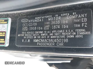 2010 Hyundai Accent GLS z VIN KMHCN4AC9AU450198, wystawiony jako IAAI lot #41881169 z przebiegiem 185 324 mil mil oraz . Historia ofert i sprzedaży dostępna na DreamBid. Obrazek 9.
