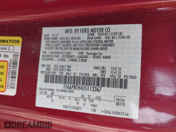 2018 Ford Mustang EcoBoost с VIN 1FA6P8TH4J5113367, выставлен на аукционе IAAI как лот 42494674 с пробегом 14 829 миль миль и . История ставок и продаж доступна на DreamBid. Изображение 9.