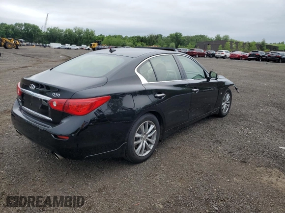 2014 Infiniti Q50 Premium with VIN JN1BV7AR0EM692022, listed as a Copart auction lot 60321765 with 72,366 mi miles and Salvage title. Bid and sale history available at DreamBid. Image 3.