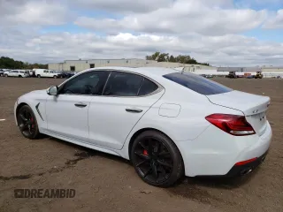 2019 Genesis G70 3.3T Advanced with VIN KMTG34LE8KU037427, listed as a Copart auction lot 73787334 with 57,720 mi miles and Salvage Title. Bid and sale history available at carsss.com. Image 2.