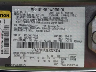 2014 Ford Fusion SE with VIN 3FA6P0H7XER227359, listed as a IAAI auction lot 41557323 with 64,333 mi miles. Bid and sale history available at carsss.com. Image 9.