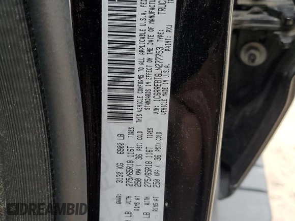 2020 Ram 1500 Big Horn with VIN 1C6RREBT6LN277753, listed as a Copart auction lot 88445175 with 85,375 mi miles and Salvage Title. Bid and sale history available at carsss.com. Image 13.