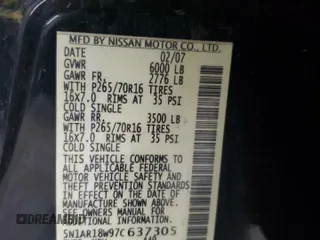 2007 Nissan Pathfinder SE z VIN 5N1AR18W97C637305, wystawiony jako Copart lot #53963065 z przebiegiem 198 003 mil mil oraz Szkody całkowita. Historia ofert i sprzedaży dostępna na DreamBid. Obrazek 13.