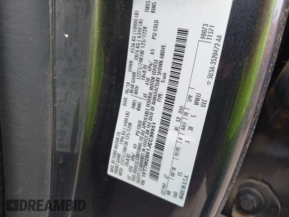 2018 Ford F-250 XL с VIN 1FT7W2B61JEC99951, выставлен на аукционе IAAI как лот 42076634 с пробегом 107 900 миль миль и . История ставок и продаж доступна на DreamBid. Изображение 9.