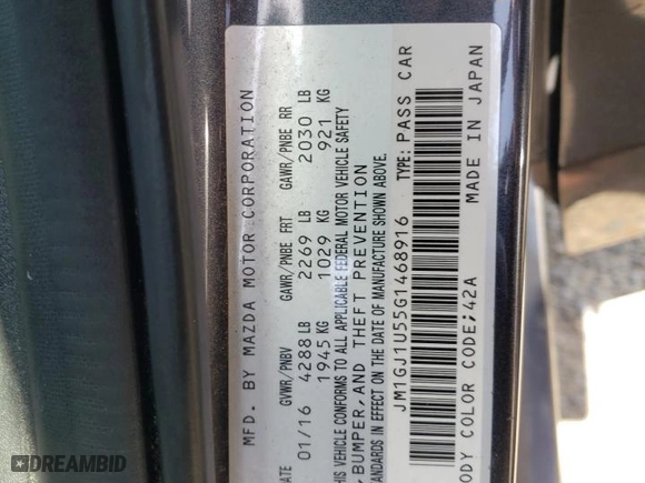 2016 Mazda Mazda6 i Sport with VIN JM1GJ1U55G1468916, listed as a Copart auction lot 50017665 with 144,397 mi miles and Salvage Title. Bid and sale history available at carsss.com. Image 12.