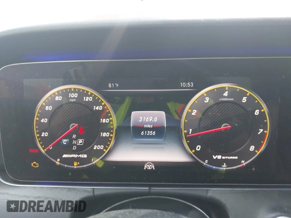 2019 Mercedes-Benz E 63 S AMG with VIN WDDZF8KB0KA534959, listed as a IAAI auction lot 42401507 with 61,356 mi miles and . Bid and sale history available at DreamBid. Image 7.