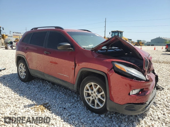 2016 Jeep Cherokee Sport with VIN 1C4PJMAB1GW238918, listed as a Copart auction lot 50257085 with 0 mi miles and Salvage Title. Bid and sale history available at carsss.com. Image 4.