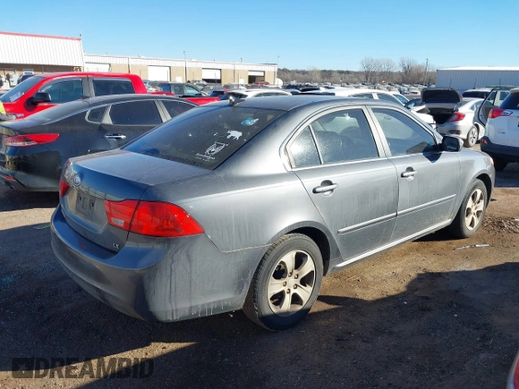 2009 Kia Optima LX with VIN KNAGE228395361458, listed as a IAAI auction lot 41418800 with 182,220 mi miles. Bid and sale history available at carsss.com. Image 4.