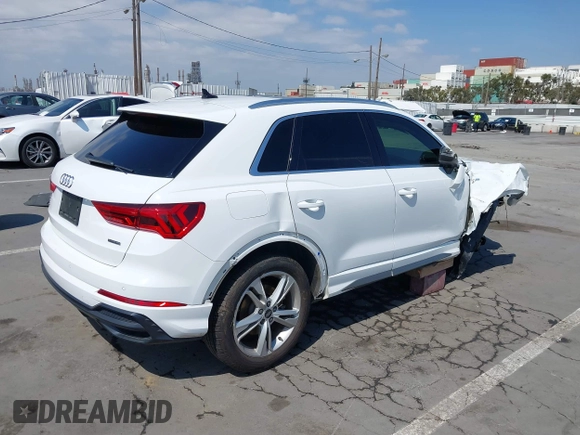 2021 Audi Q3 S line Premium with VIN WA1DECF37M1055948, listed as a IAAI auction lot 42141007 with 48,763 mi miles and . Bid and sale history available at DreamBid. Image 4.