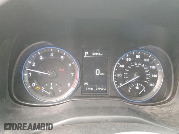 2021 Hyundai Kona Ultimate with VIN KM8K53A52MU656474, listed as a Copart auction lot 84827104 with 77,992 mi miles and Salvage Title. Bid and sale history available at carsss.com. Image 9.