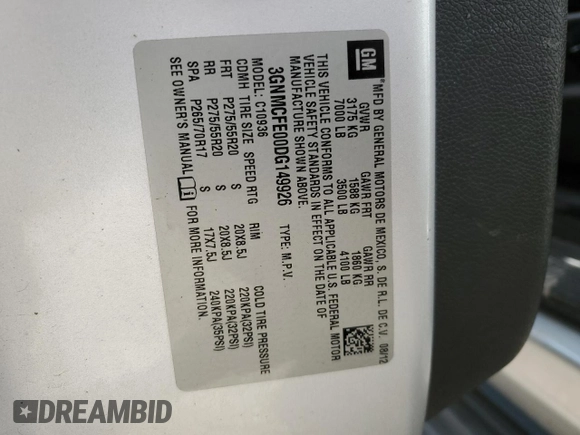 2013 Chevrolet Avalanche LT with VIN 3GNMCFE00DG149926, listed as a Copart auction lot 77456344 with 136,504 mi miles and Salvage Title. Bid and sale history available at DreamBid. Image 14.