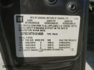 2003 GMC Sierra 1500 SLT with VIN 2GTEC19T731214525, listed as a Copart auction lot 65977044 with 174,796 mi miles and Non Repairable. Bid and sale history available at carsss.com. Image 12.
