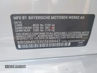 2016 BMW M3 with VIN WBS8M9C5XG5E68443, listed as a IAAI auction lot 42090215 with 52,121 mi miles and . Bid and sale history available at DreamBid. Image 9.
