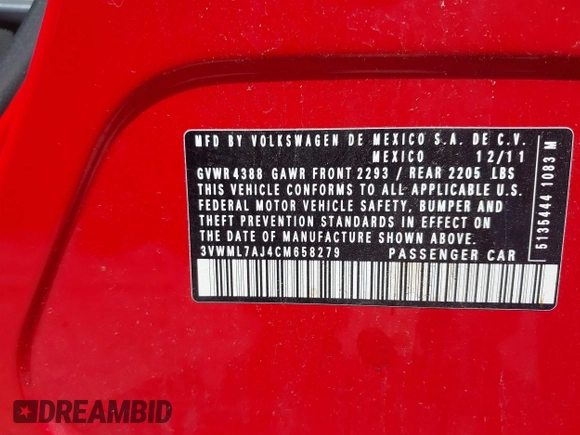 2012 Volkswagen Jetta TDI с VIN 3VWML7AJ4CM658279, выставлен на аукционе IAAI как лот 42579430 с пробегом 122 820 миль миль и . История ставок и продаж доступна на DreamBid. Изображение 9.