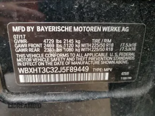 2018 BMW X1 xDrive28i with VIN WBXHT3C32J5F89449, listed as a Copart auction lot 64896595 with 108,804 mi miles and Clean title. Bid and sale history available at DreamBid. Image 13.
